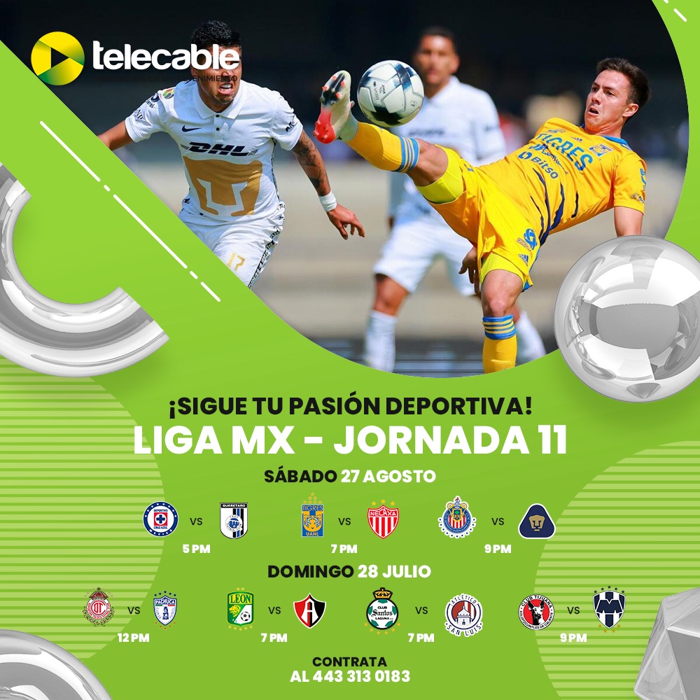 Nada como disfrutar en casa de los mejores partidos de tu deporte favorito ⚽️😎 esta #jornada11 América, Monterrey, Toluca, Tigres y Santos se posicionan en los primeros 5 lugares, mientras que Cruz Azul y Querétaro necesitan redoblar sus esfuerzos si quieren subir en la tabla