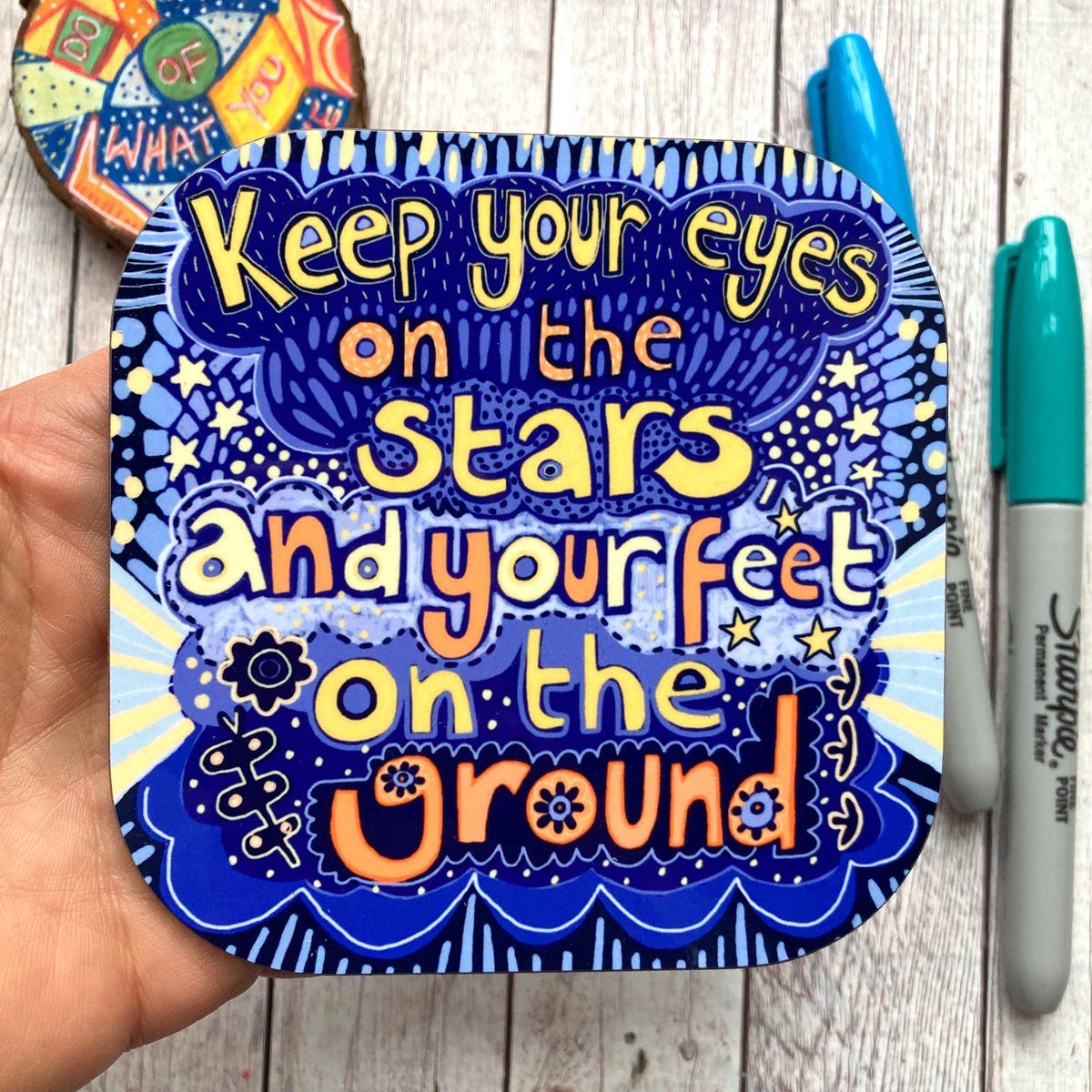 buck_lj's tweet photo. Positive Quote Coaster, Keep Your Eyes On The Stars, Motivational Quotes , Affirmation Coasters, Housewarming Gift, Inspirational Gifts. https://t.co/jWelthXtO6 #Etsy #Slumbermonkey #QuoteGift https://t.co/qjr25I1wS4