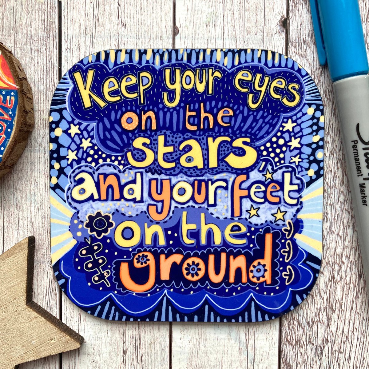 buck_lj's tweet photo. Positive Quote Coaster, Keep Your Eyes On The Stars, Motivational Quotes , Affirmation Coasters, Housewarming Gift, Inspirational Gifts. https://t.co/jWelthXtO6 #Etsy #Slumbermonkey #QuoteGift https://t.co/qjr25I1wS4