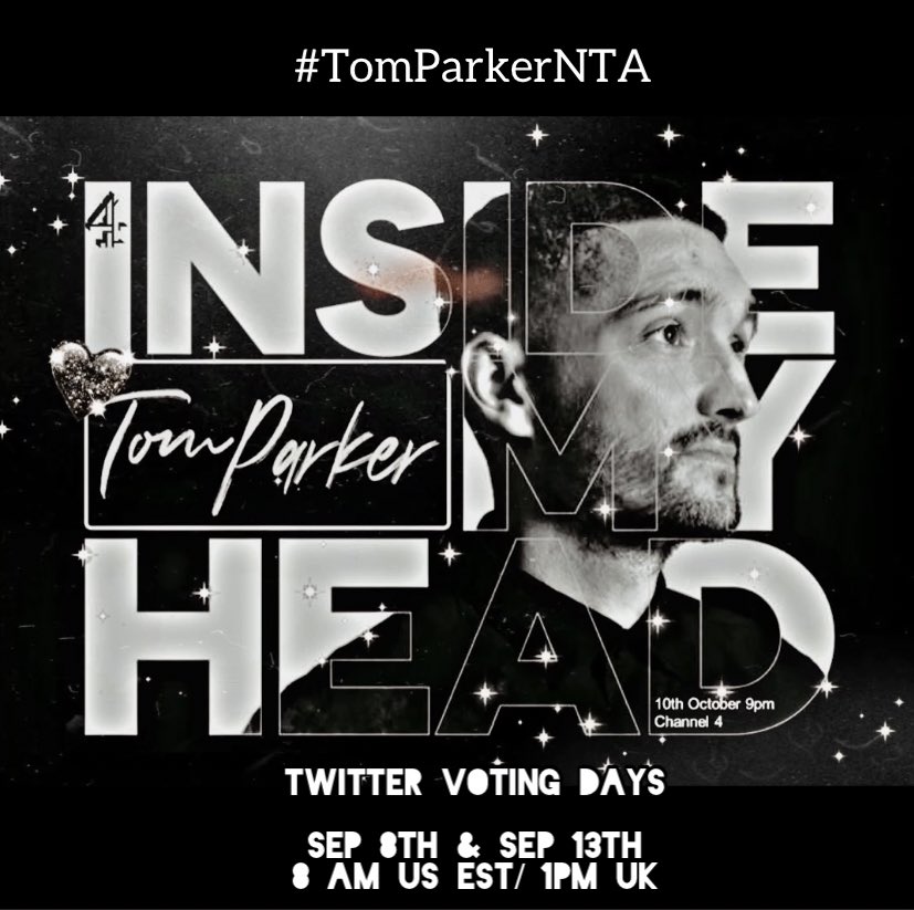 TWDirtyGirls's tweet photo. #TomParkerNTA IS THE HASHTAG ❤️ Let’s help tommy win this national television award for his documentary “ inside my head “ xx Join us on here to vote and spread the voting link : Sep 8th &amp; Sep 13th / 8am US EST TIME… &amp; 1 pm UK X 🦋 https://t.co/Xcqs9tfSQq