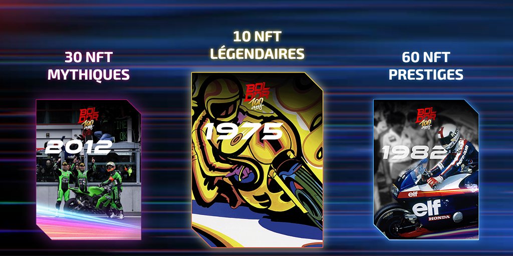 boldor_moto's tweet photo. Vous n'avez que le permis moto dans votre wallet ? 🪪

Obtenez l'un des 1000 #NFT exclusifs créés pour les 100 ans du Bol d'Or. 
3 catégories à collectionner : Légendaire - Mythique - Prestige. 

Et vous, quel sera votre NFT ? On a hâte de vous les faire découvrir... https://t.co/hTRu0Xl7f0