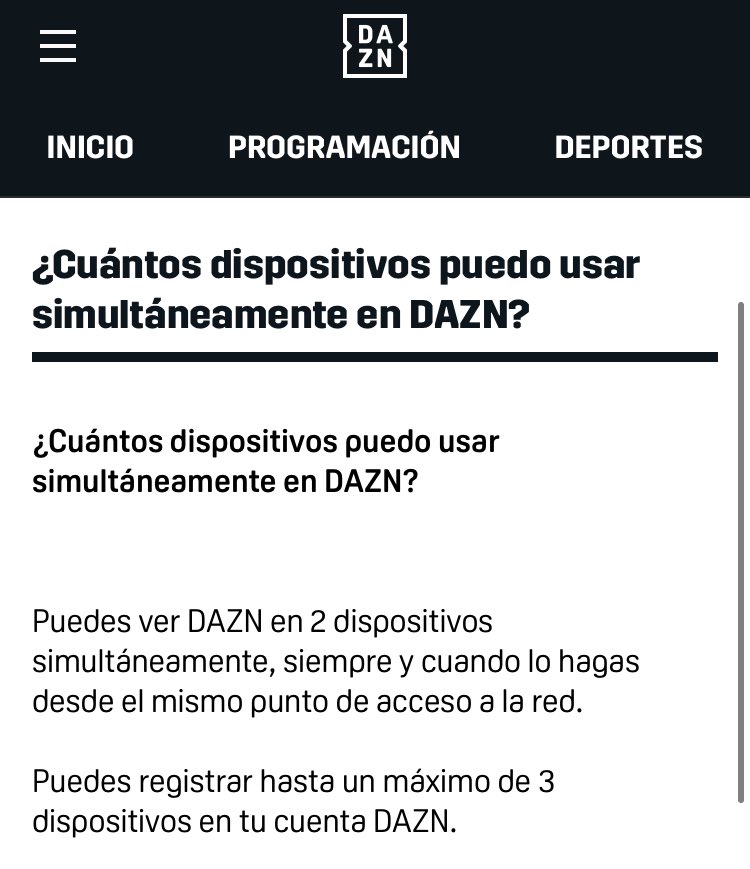 Empiezo estar hasta los huevos de <a href="/DAZN_ES/">DAZN España</a> vamos q me paso el día cerrando dispositivos porq ahora es más caro y cada vez más problemas cuando antes daba igual en q dispositivo lo tuviera… como siga así le van a dar mucho por …. Y me volveré a lo pirata como hace 3 años