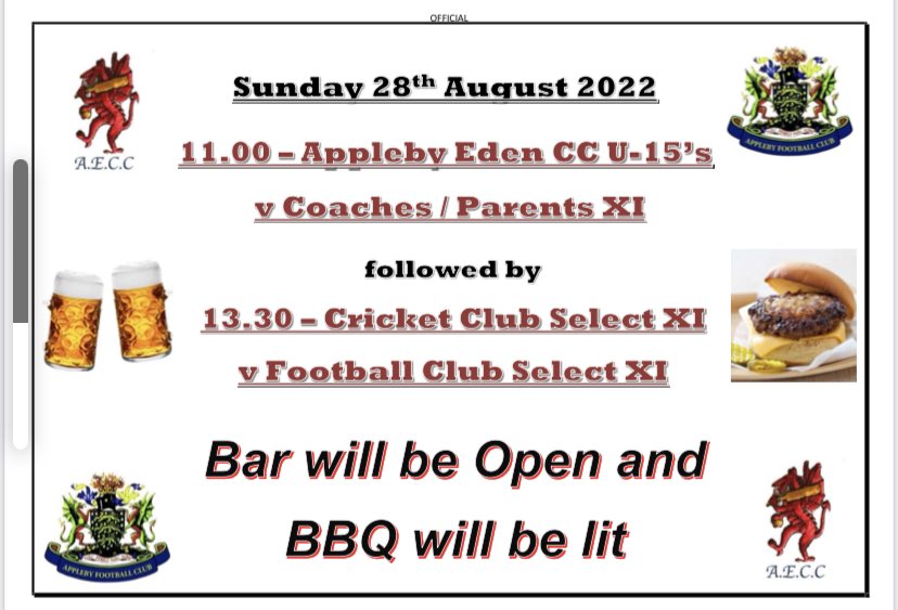 Come and join us for a day of fun filled cricket ☀️🏏☀️🍔☀️
