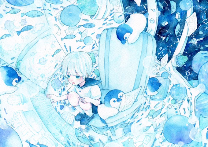 #水彩の魔術師の集い「幻想的な青色の魔術師」・:* 