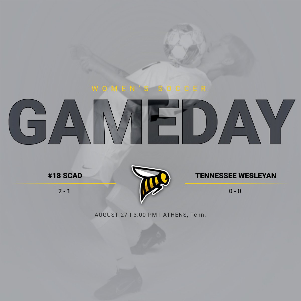 It's GAME DAY! Let's go Bees!! <a href="/SCADWSoccer/">SCAD Women’s Soccer</a> travels to Tennessee Wesleyan for today's 3:00 p.m. match!

#gobees #scadathletics #naiawsoccer #scadsoccer #scad