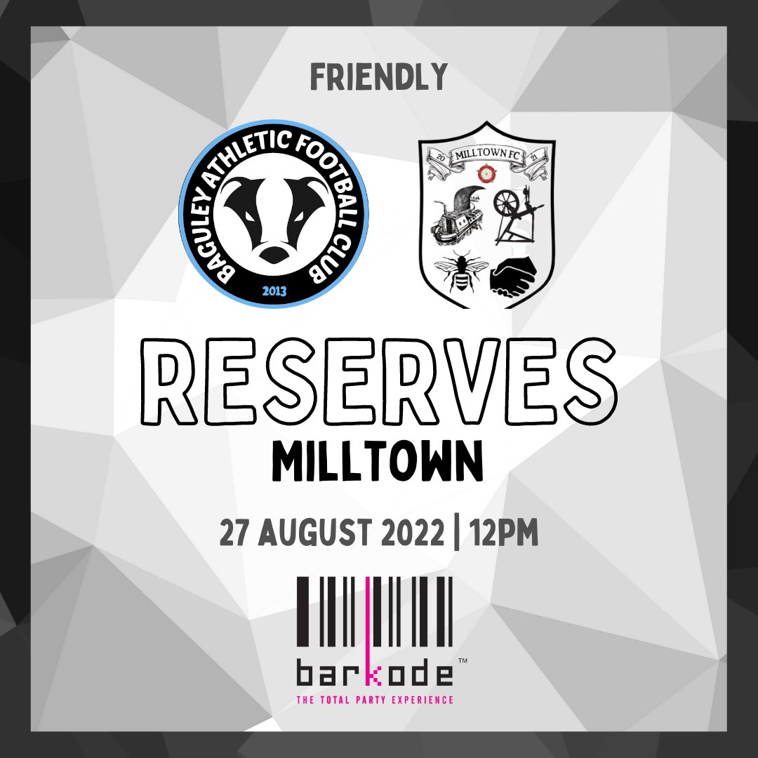 BaguleyAthletic's tweet photo. Matchday

#bafcReserves
🆚️ @MillTownFC1
📍 @dixons_bk
⌚️ 12:00

#bafcFirsts
🆚️ @AshtonAthletic Res.
📍 @dixons_bk
⌚️ 14:00 https://t.co/xSTebCqk0R