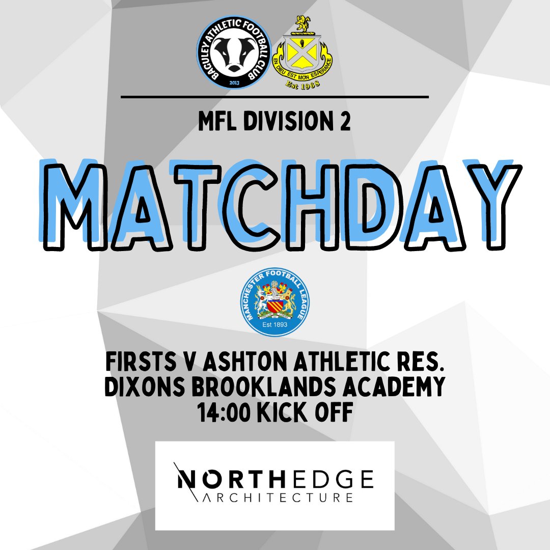 BaguleyAthletic's tweet photo. Matchday

#bafcReserves
🆚️ @MillTownFC1
📍 @dixons_bk
⌚️ 12:00

#bafcFirsts
🆚️ @AshtonAthletic Res.
📍 @dixons_bk
⌚️ 14:00 https://t.co/xSTebCqk0R