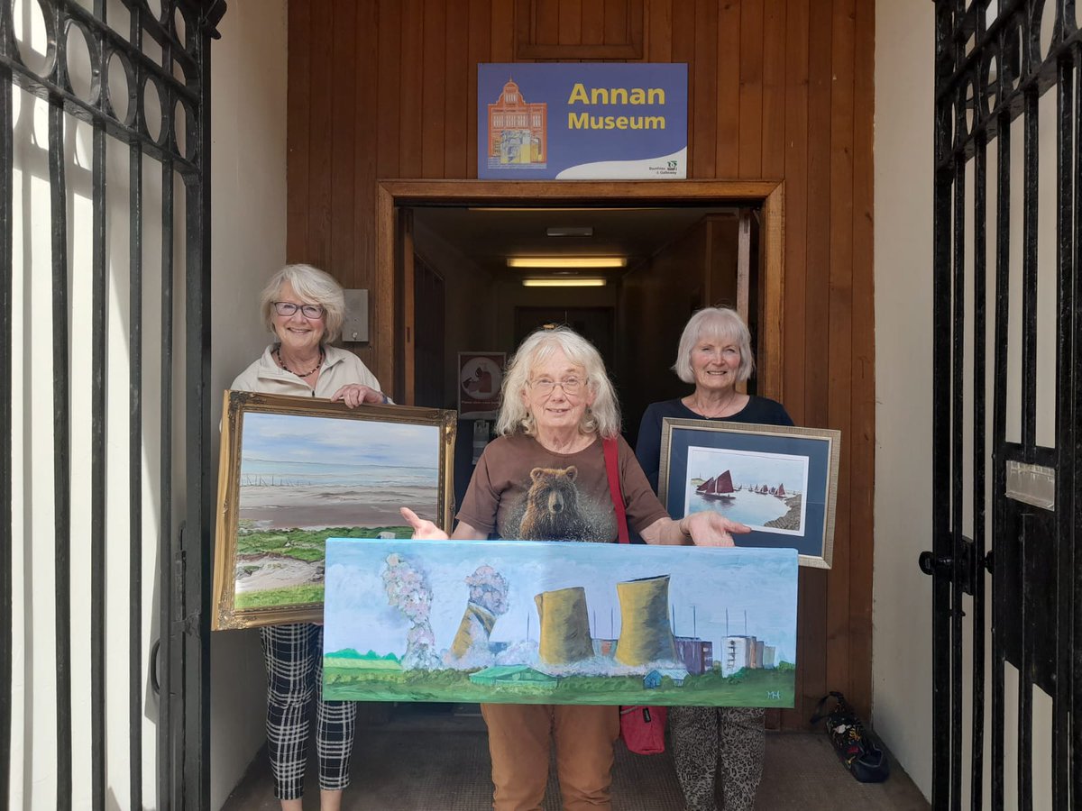 DumGalMuseums's tweet photo. #annan #museum took delivery of some wonderful #artworks #thisweek.  Contributed by the #artclub they will feature in our next #exhibition #washedaway: commemorating the #bridgesofannan &amp; other #thingslost.  Opens Sept 6th &amp; will include #historicobjects #art #photos &amp; #film https://t.co/8OoZxpvdKf