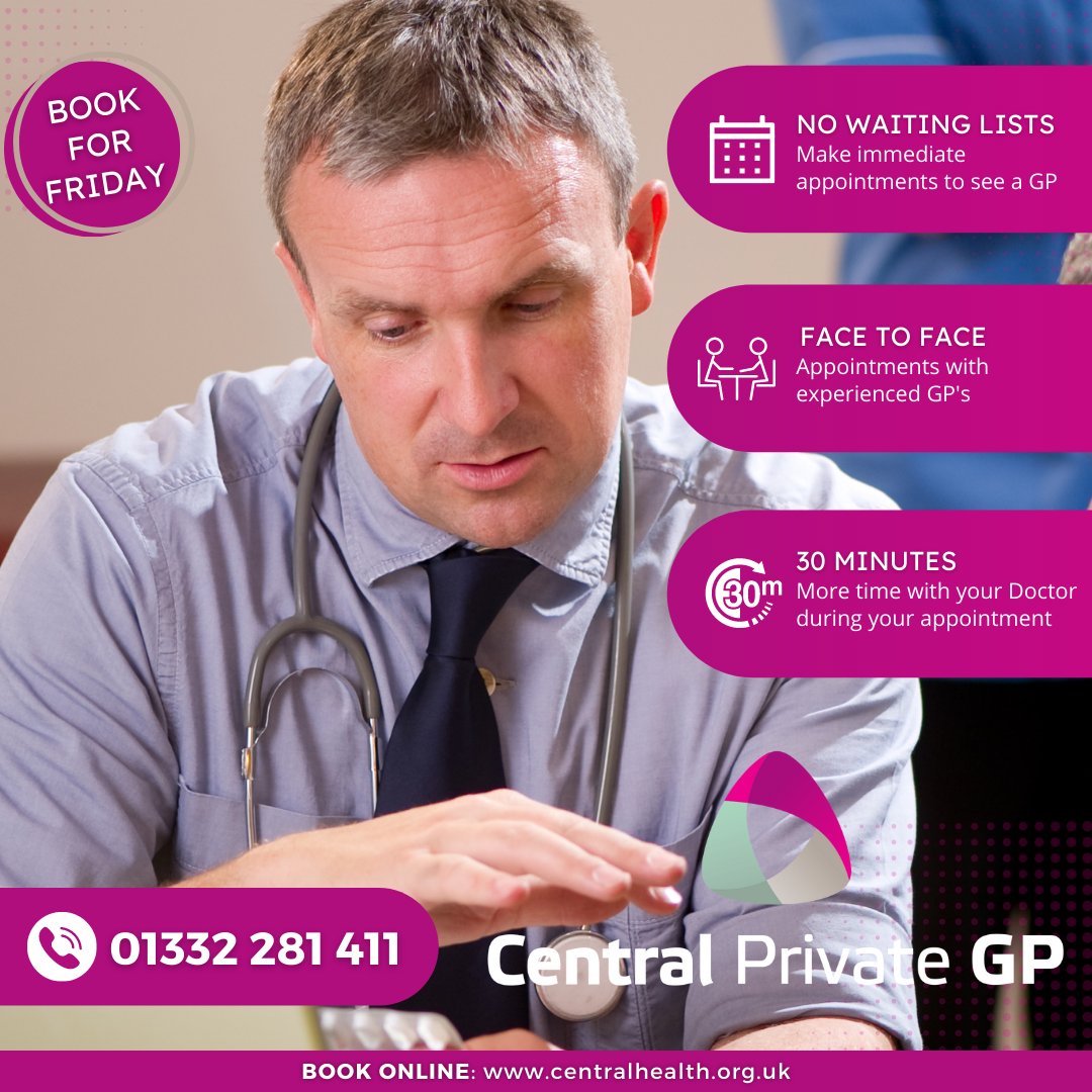 central_health's tweet photo. Private GP appointments in Derby. Book now for Friday.
#Derby #Derbyshire #Nottingham https://t.co/wdpdz4usfj