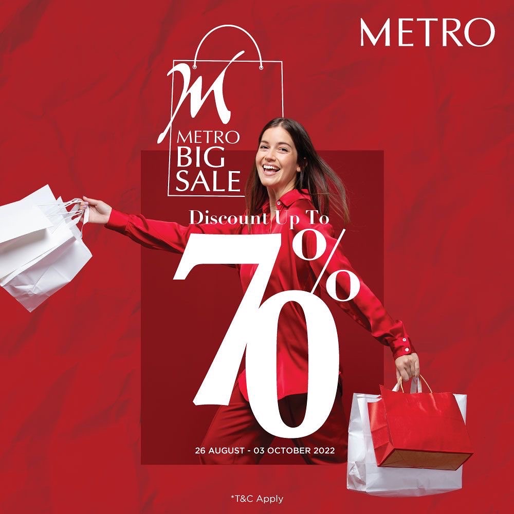 PondokIndahMall's tweet photo. METRO BIG SALE IS BACK!!!
26 AUG - 3 OKT 2022
Discount up to 70% +10% MEGA Credit Card or +5% ALLO PRIME
Our Sale Is Full Happines
So, what are you waiting for? Hurry, while stock last!
#metrodept #metrodeptstore #metrobigsale #weekendpromo #fashion #fashionreta https://t.co/pINTbifhNz