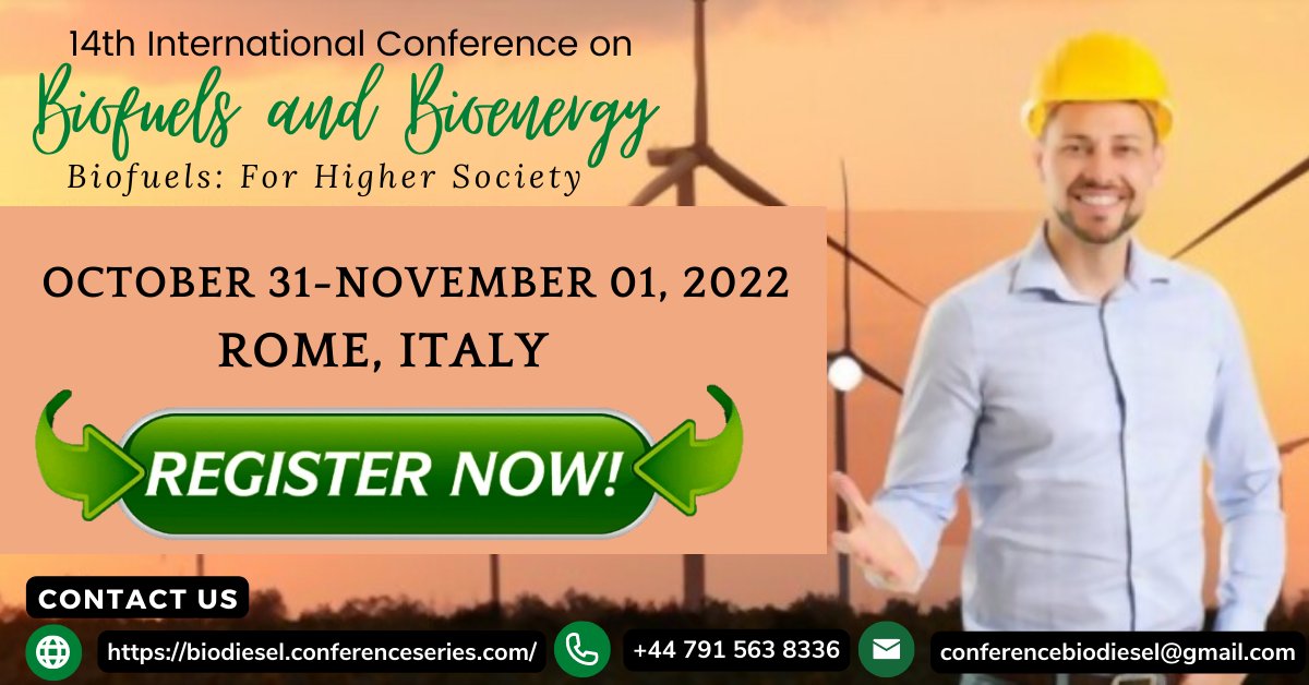 Meet Inspiring Speakers &amp; Experts at our #Biodiesel 2022 
🗓️ Oct. 31-Nov. 01, 2022
📍#Rome #Italy 
Register: trimurl.co/k5YKT1
#Biomass #Biogas #RenewableEnergy #Biorefineries #Bioalcohol #Bioethanol #Aviationbiofuels #Advancedbiofuels #AlgalBiofuels #Nanotechnology #Energy