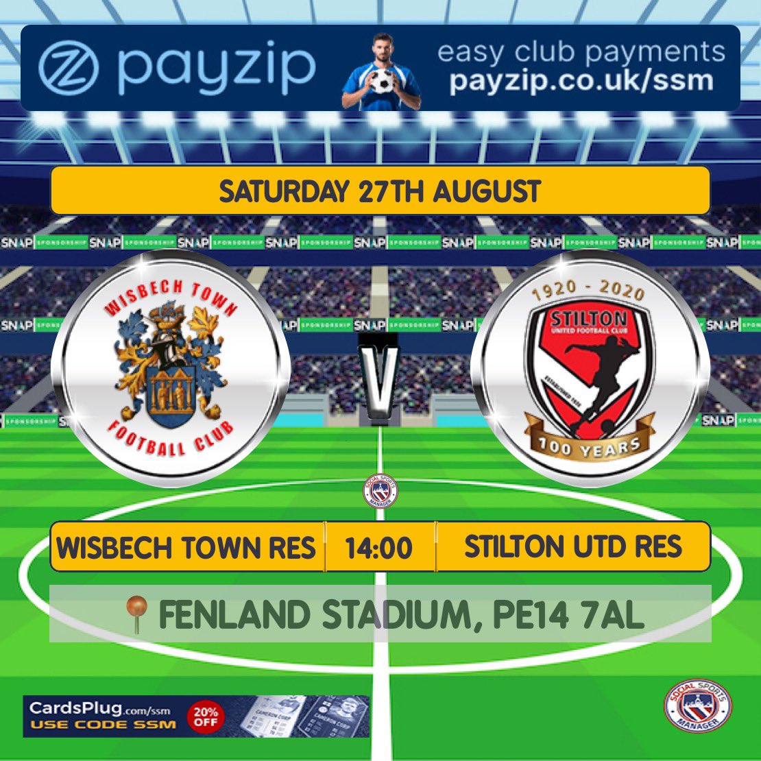 ‼️MATCHDAY‼️

🔴 Stilton United 1st Team VS FC Peterborough 
🗓 Saturday 27th August
📍 Stilton Pavilion
🏆 League Fixture
⏰ 2PM KO 

🔴 Wisbech Town Res VS Stilton United Res 
🗓 Saturday 27th August
📍 Fenland Stadium, PE14 4AL
🏆 League Fixture
⏰ 2PM KO 

All welcome 🔴⚽️👍🏻