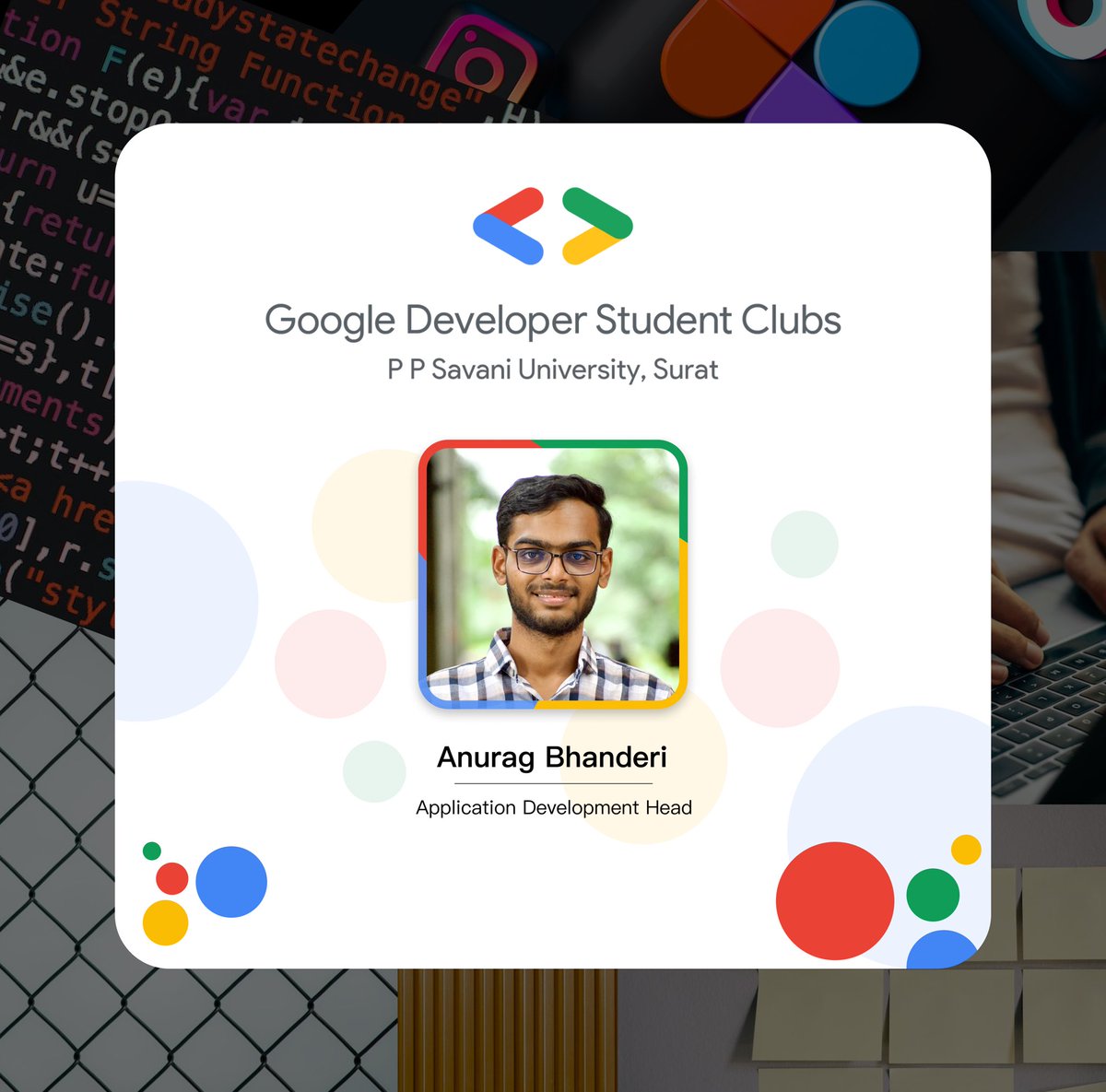 anurag_bhanderi's tweet image. Hello folks..
I'm excited to announce that I've been selected as the Head of the Application Development Team for GDSC PPSU - Google Developer Student Club - P P Savani University.
#gdsc #google #googledeveloperstudentclub #Developer #community #techcommunity #tech #team