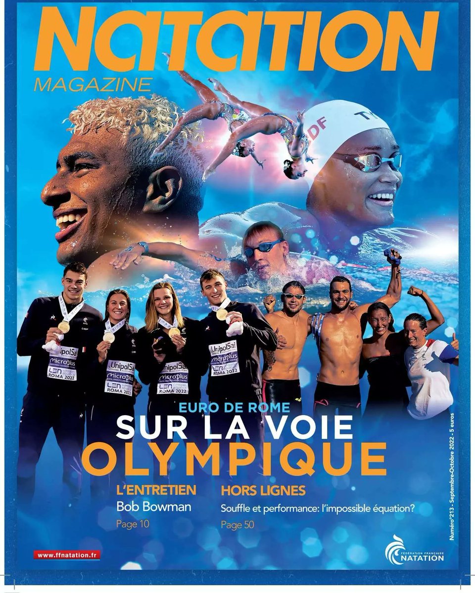 MrJonathanCohen's tweet photo. Après deux semaines prolifiques pour la #TeamFrance et une semaine intense de bouclage, voici la couverture du prochain numéro de Natation Magazine qui sera disponible dans les premières semaines de septembre ! #SurLaVoieOlympique #NatMag #Roma2022 https://t.co/dRMQFMBkrI