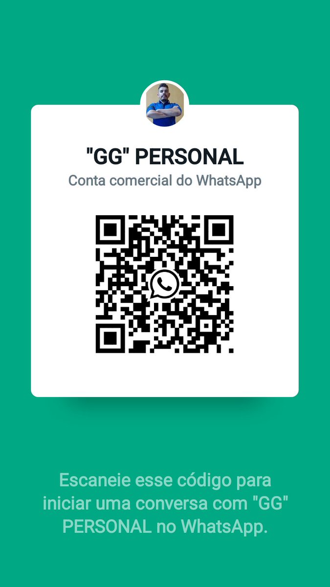 Consultoria oline, prescrição de treinamento resistido e cardio respiratório, especialidade no emagrecimento e no ganho de massa magra.

Converse com "GG" PERSONAL no WhatsApp: wa.me/message/IIDBTS…