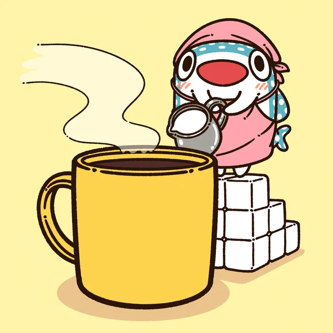 「ミルクいれますか?」お疲れのあなたに…じんべえ からコーヒーをどうぞ!#ちいさめ 