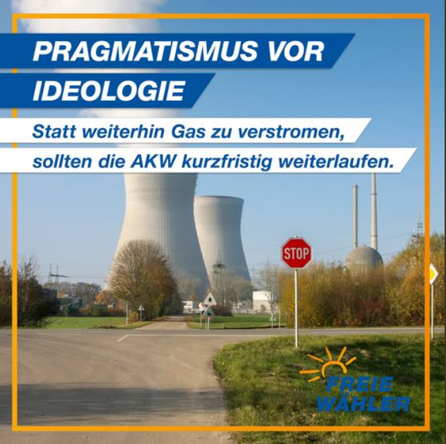 FREIEWAEHLERNDS's tweet photo. Wir stehen für den endgültigen Ausstieg aus der Atomenergie und die Wende hin zu erneuerbaren Energien. In der aktuellen Energiekrise können wir jedoch nicht auf die AKW verzichten. https://t.co/vF3DNy8auB