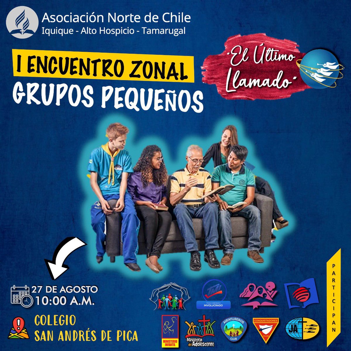LCarlosBarraza's tweet photo. Hoy es el gran día de la celebración de los #GruposPequeños #GrandesBendiciones en la #ZonaIquique @iasd_anch @JuanCSandovalR @PrAleMarin @iasdchile @alberteologo #ElUltimoLlamado https://t.co/asP7pKImyW