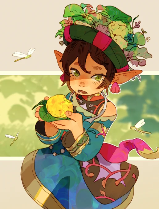 H'Mong elf eating traditional food called "mèn mén"This is for the dtiys challenge of my friend Amy Nguyen. The original design belongs to her~ 
