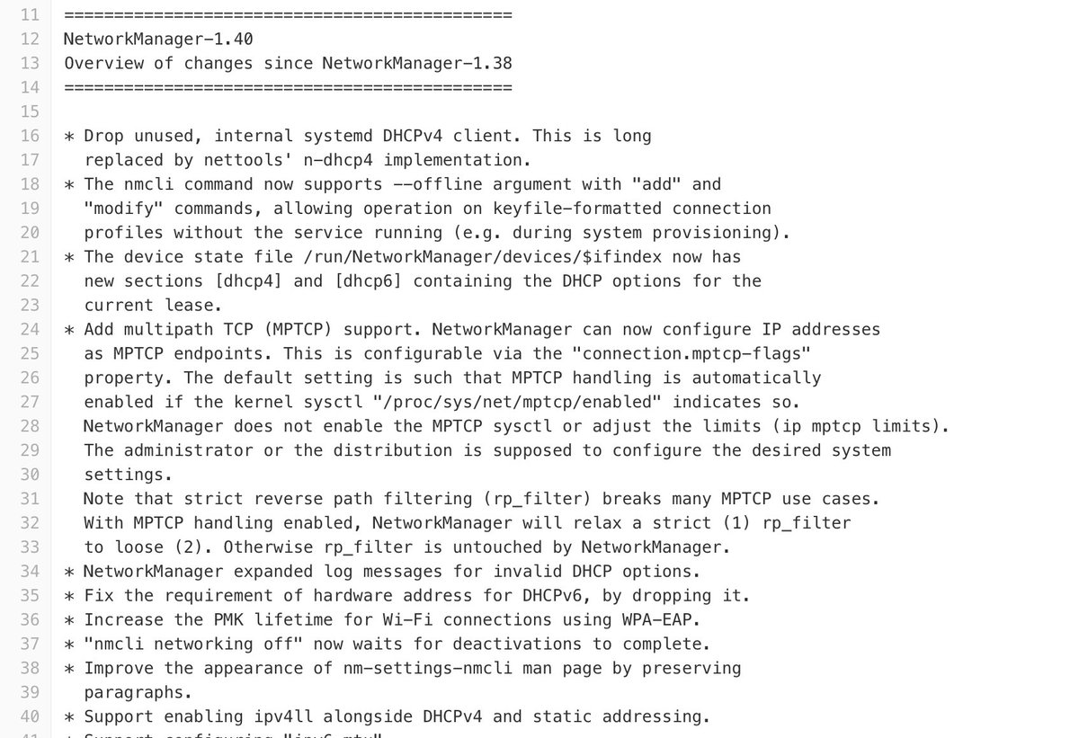 OBonaventure's tweet image. Linux’s Network Manager 1.4.0 now includes support for Multipath TCP #MPTCP gitlab.freedesktop.org/NetworkManager…