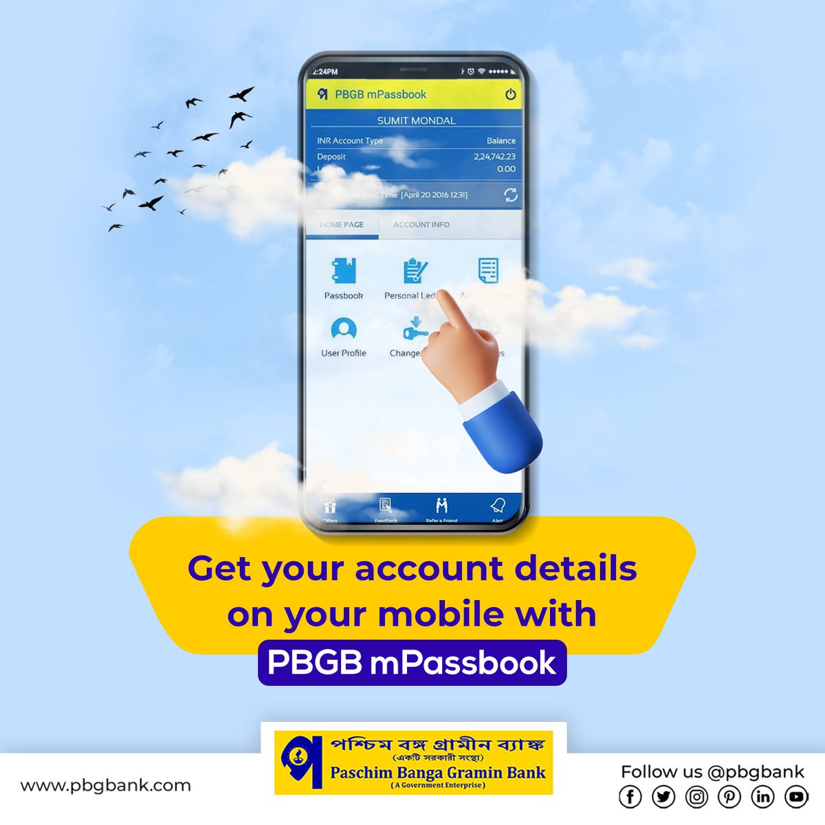 wbgbank's tweet photo. Get your account details on your mobile with PBGB mPassbook
#paschimbangagraminbank #pbgb #mpassbook #passbook #banking #westbengal https://t.co/vqA8T2N02l
