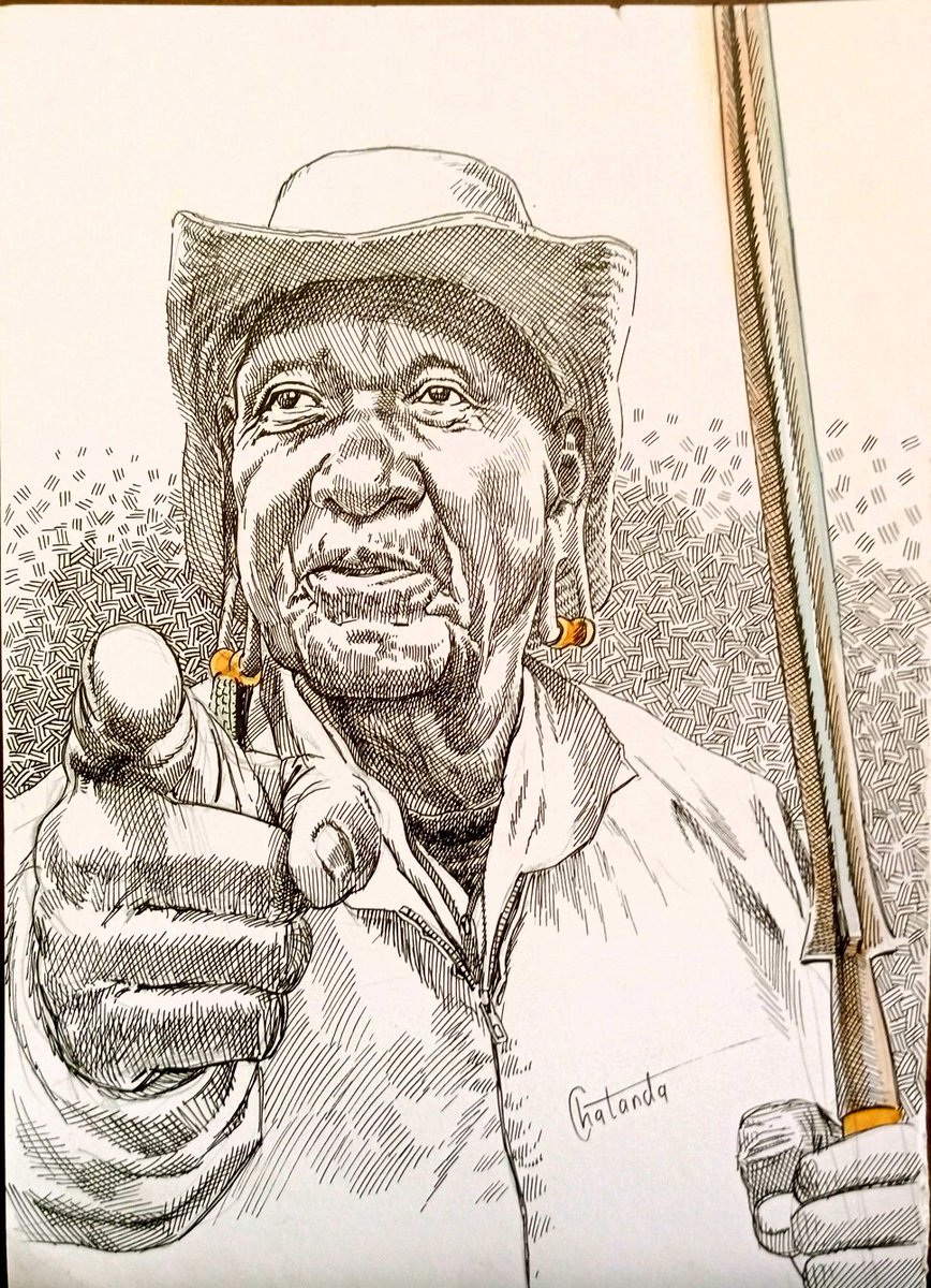 CloudChatanda's tweet photo. Mjukuu wa Mangi Meli Isaria Anaeli Meli nae nimemweka kwenye Ink na Zile Crosshatches zetu. #oldmoshi #marejesho #skechuka #sketchbook #artoftheday #insterart #workofart #africanchief #wachagga #kilimanjaro #kuchora #bongo #mangi https://t.co/te6sIGG8sa