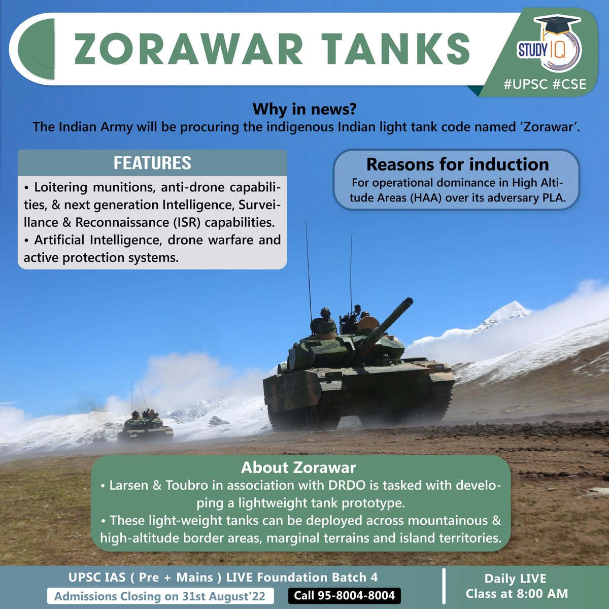 upsciq's tweet photo. #Zorawar #Tanks
#zorawartanks #indianarmy #lighttank #indianlighttank #highaltitudearea #HAA #PLA #upsc #cse #whyinnews #drone #ICR #dronewarfare #artificialinterlligence #drdo #inslandterritories https://t.co/enX2oGB6mK