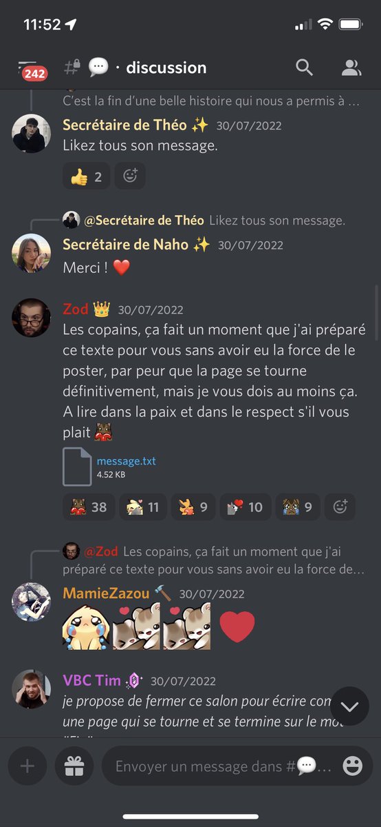 Asthenoos's tweet photo. Pour ceux que ça intéresse je poste le message de départ de @fr_zod qui est sur son discord. https://t.co/B5ZPq2wTGn