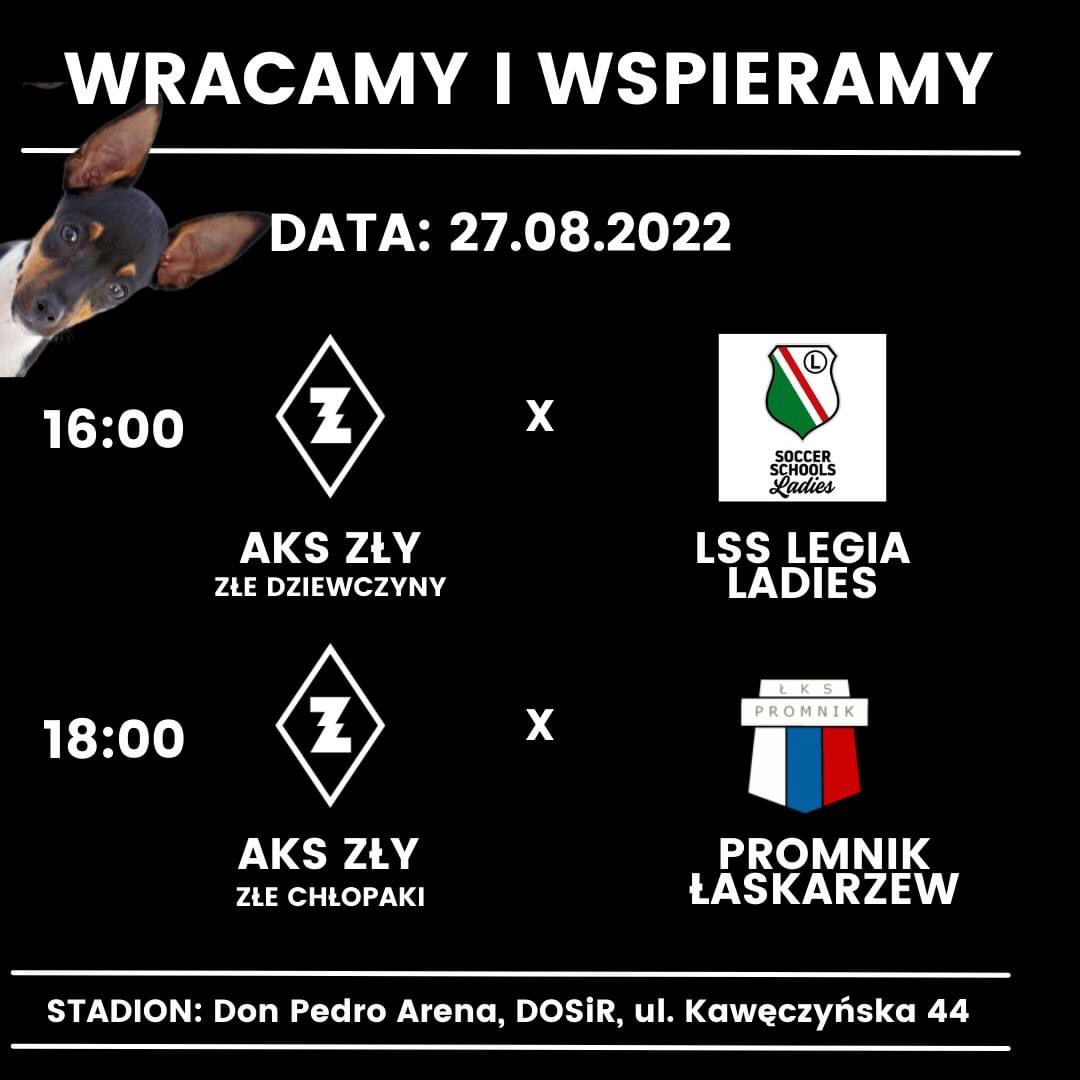 AksZly's tweet photo. Dziś dzień meczowy! I to jaki! Przywitamy w 3 lidze @LegiaLadies a potem w A klasie zagramy z Promnikem Łaksarzew. Zapraszamy! https://t.co/v7xoTZdXOs