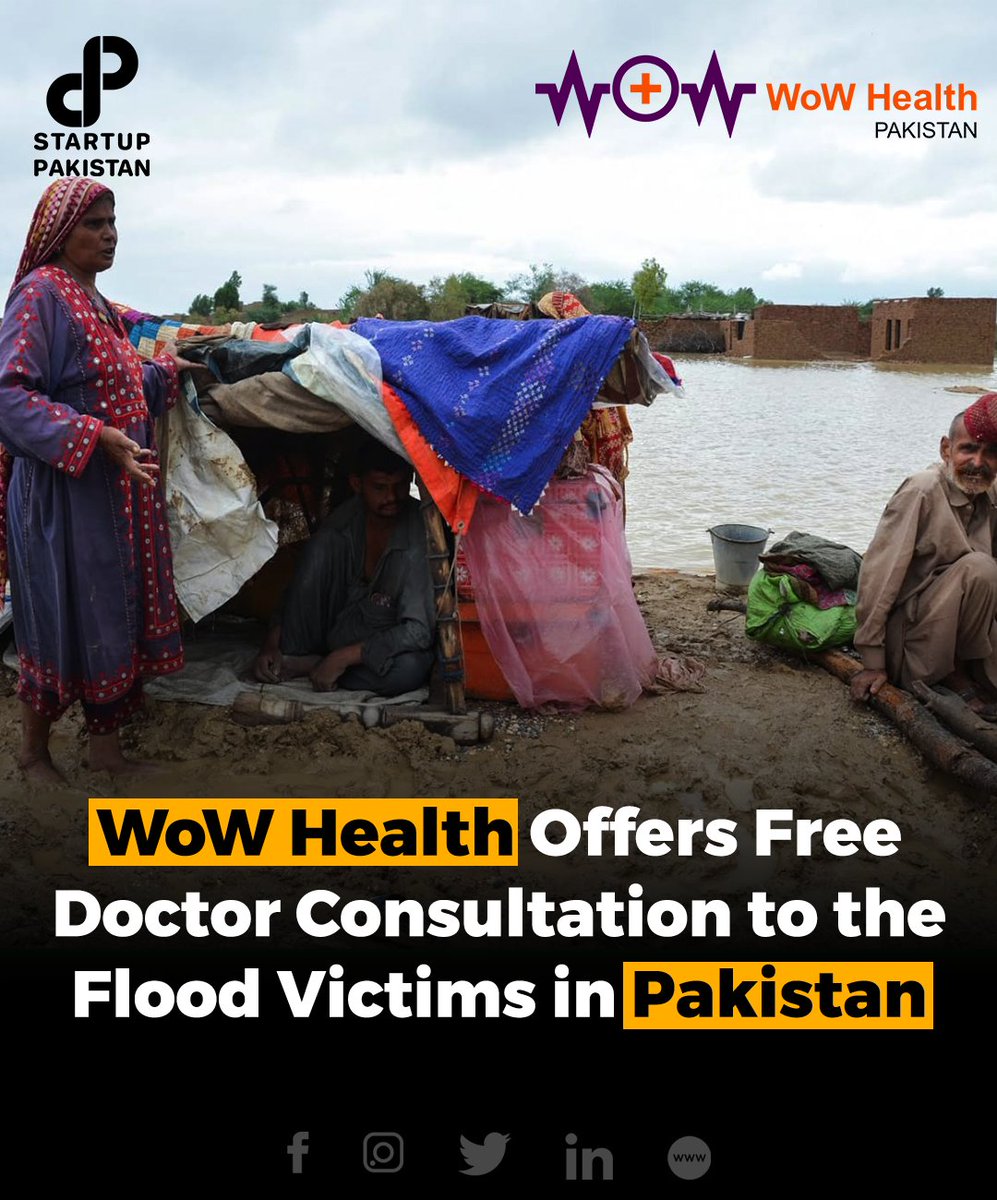PakStartup's tweet photo. . WoW Health Pakistan has stepped up to provide support to flood affectees all over Pakistan and has announced to offer free medical services to those affected by the floods.

Flood Relief Hotline: 0335-5558626
Website: https://t.co/69cf7w6DkK https://t.co/0f9tLddjjj