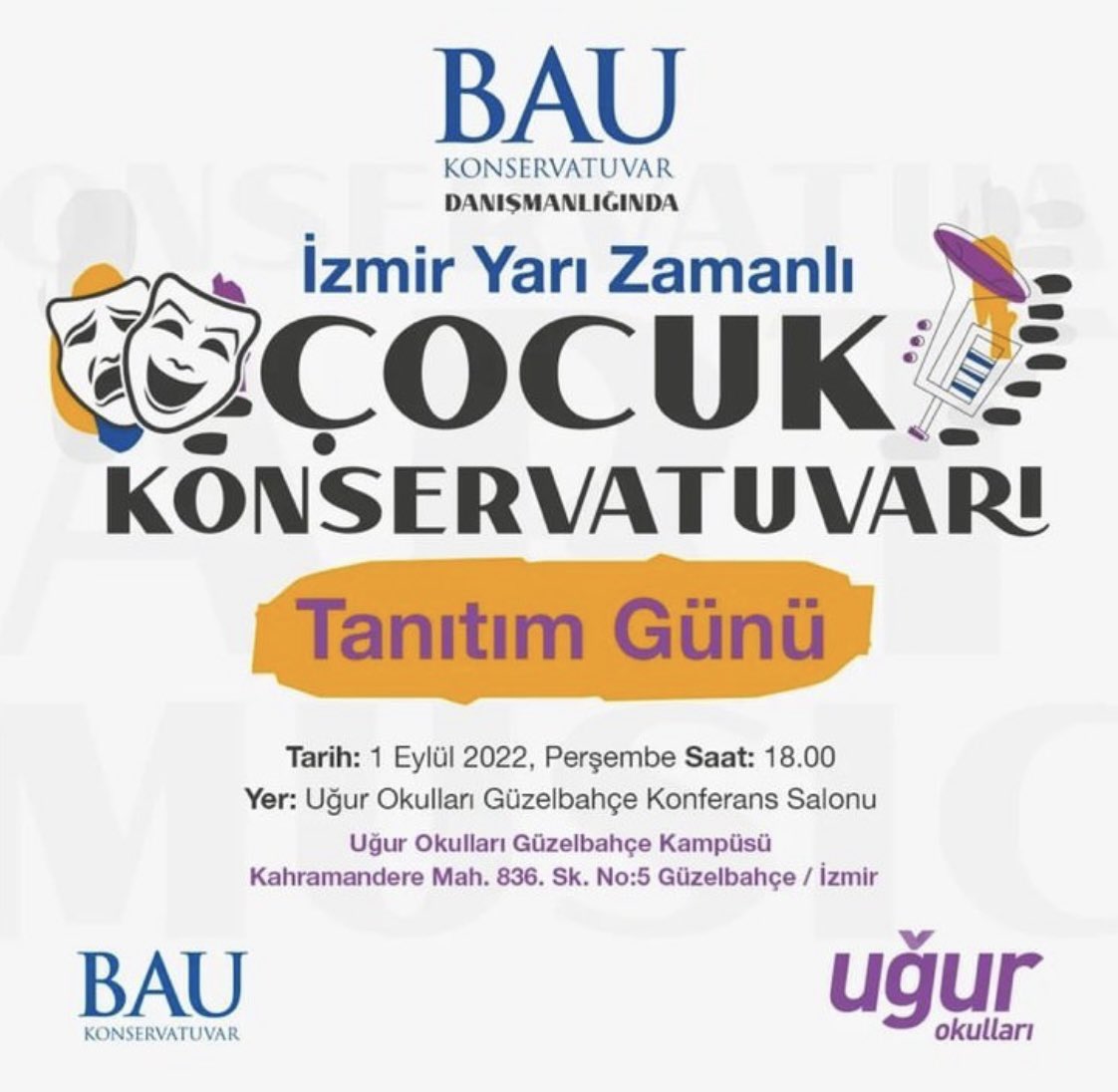 İzmir Güzelbahçe Uğur Okulumuzun İçerisinde Bahçeşehir Üniversitesi Konservatuvarı Danışmanlığında Yarı Zamanlı Çocuk Konservatuvarı Açacak Olmanın Heyecanı İçerisindeyiz. 

Tanıtım Günlerimiz Başladı.

 @aslihanumar @sirin_karadeniz <a href="/fatlihann/">Fırat atlıhan</a> <a href="/HuseyinYucell/">Hüseyin Yücel</a> <a href="/EnverYucel/">EnverYucel</a>