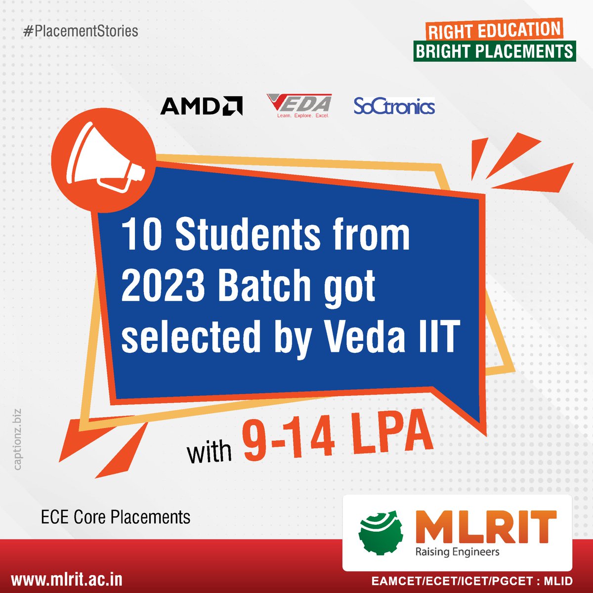 mlritin's tweet photo. We are glad to inform 10 students of Batch 2023 have grabbed Core Placements opportunities with 9 to 14 LPA through Veda IIT.
Congratulations to all the achievers.
#engineering #placements #coreplacement #ece #cse #righteducationbrightplacement #mlrit #Trending https://t.co/8xISgz9UVc
