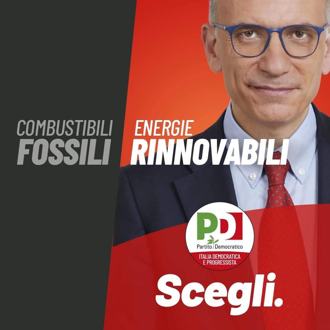 PDTrieste's tweet photo. Noi o loro. L'Italia è a un bivio. Da una parte, il più grande partito ambientalista d’Europa che vuole farsi carico della transizione ecologica. Dall’altra, chi ignora, minimizza, nega i cambiamenti climatici e vuole ritornare al "nero fossile". #scegli #pdtrieste https://t.co/3jxFFilzAP