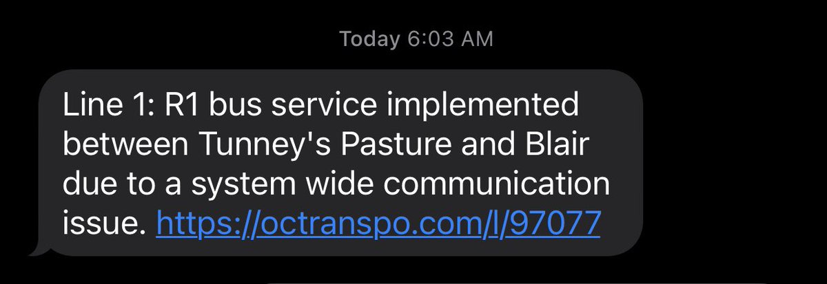 EricRaymond_87's tweet photo. Me: LRT starts at 6:01 to get me home from Overnight shift… then @OC_Transpo responds with hahaha nope…2 mins after the first train was supposed to arrive at Rideau 🤦🏻. Now to wait god knows how long for an R1 Bus! #ReliableTransit #WishfulThinking https://t.co/JJsw5xwxBY