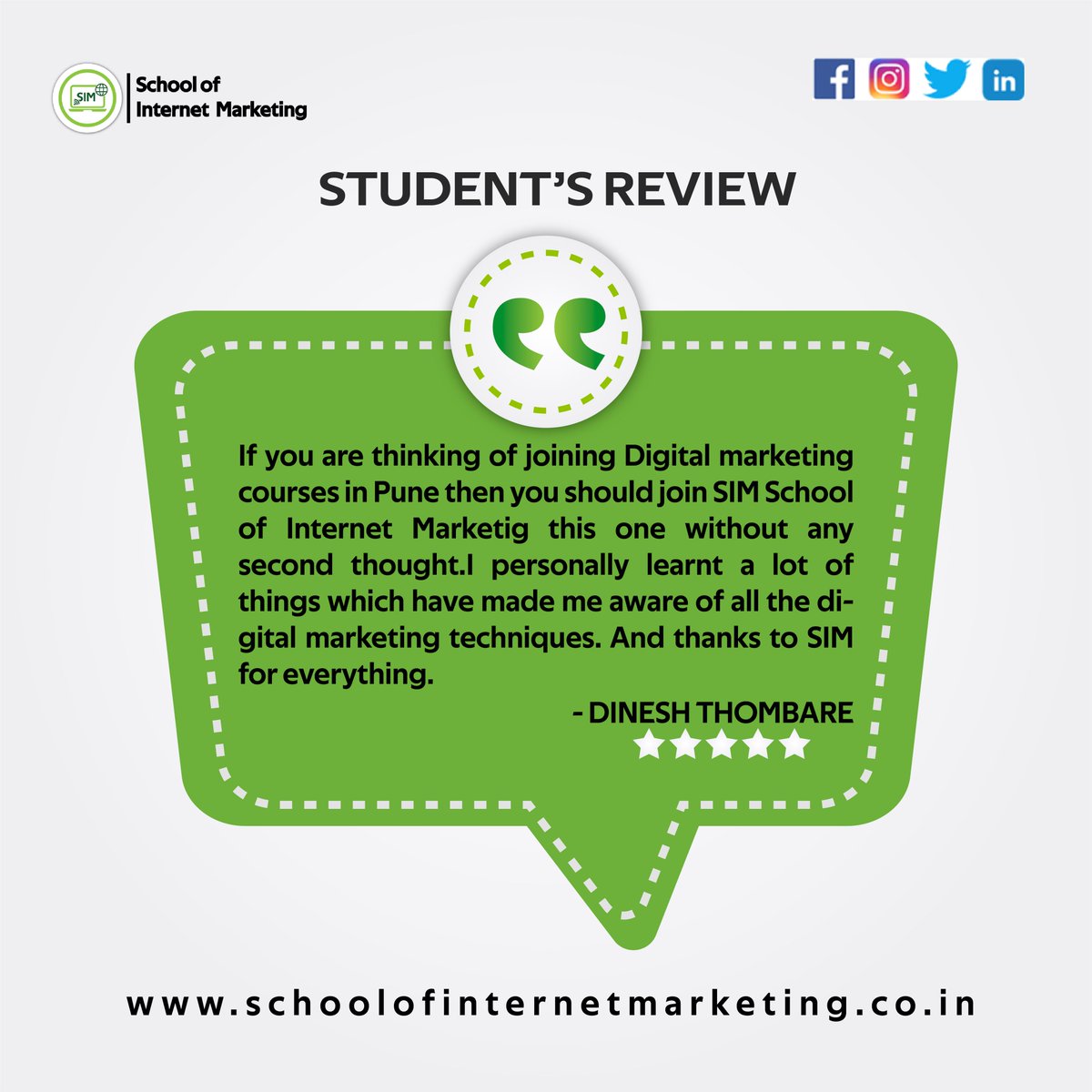 SIT_SchoolofIT's tweet photo. Happy To Share Such A Positive Review From Our Students.
We Appreciate Your Efforts In Sharing Your Experience With Us.
Wish You A Great Career Ahead!
Your Review Motivates Us To Do A Better Job.
#StudentsReviews #motivation #positivevibesonly✌ https://t.co/NGY8y2PIgZ