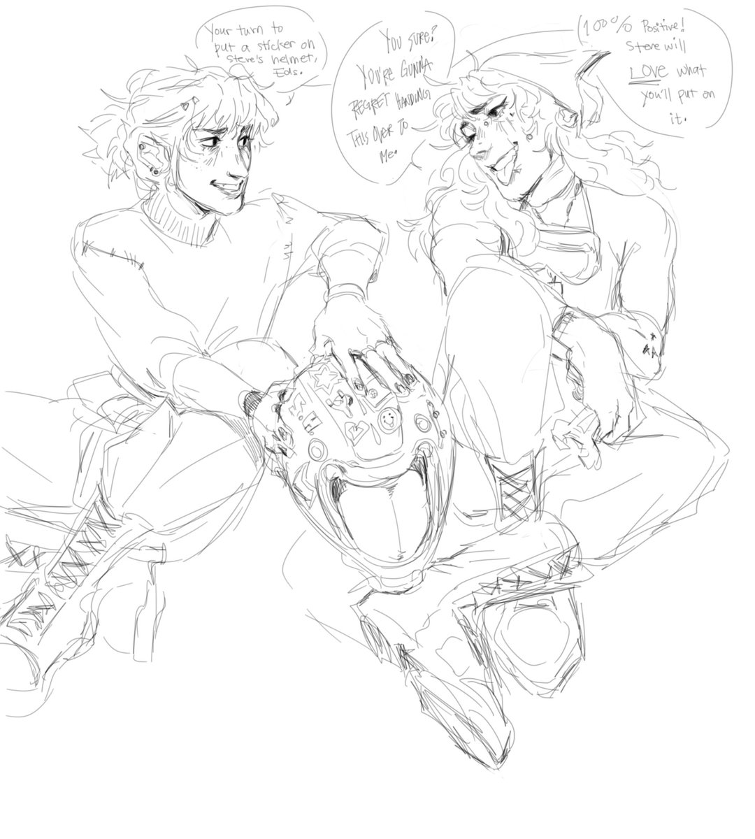 trashpocket4's tweet photo. pacific rim au pt 3 🤖💖// stickers on helmet, a small gesture of affection steve hasn't seen nor felt towards himself, poor guy https://t.co/1OgEFiliD8