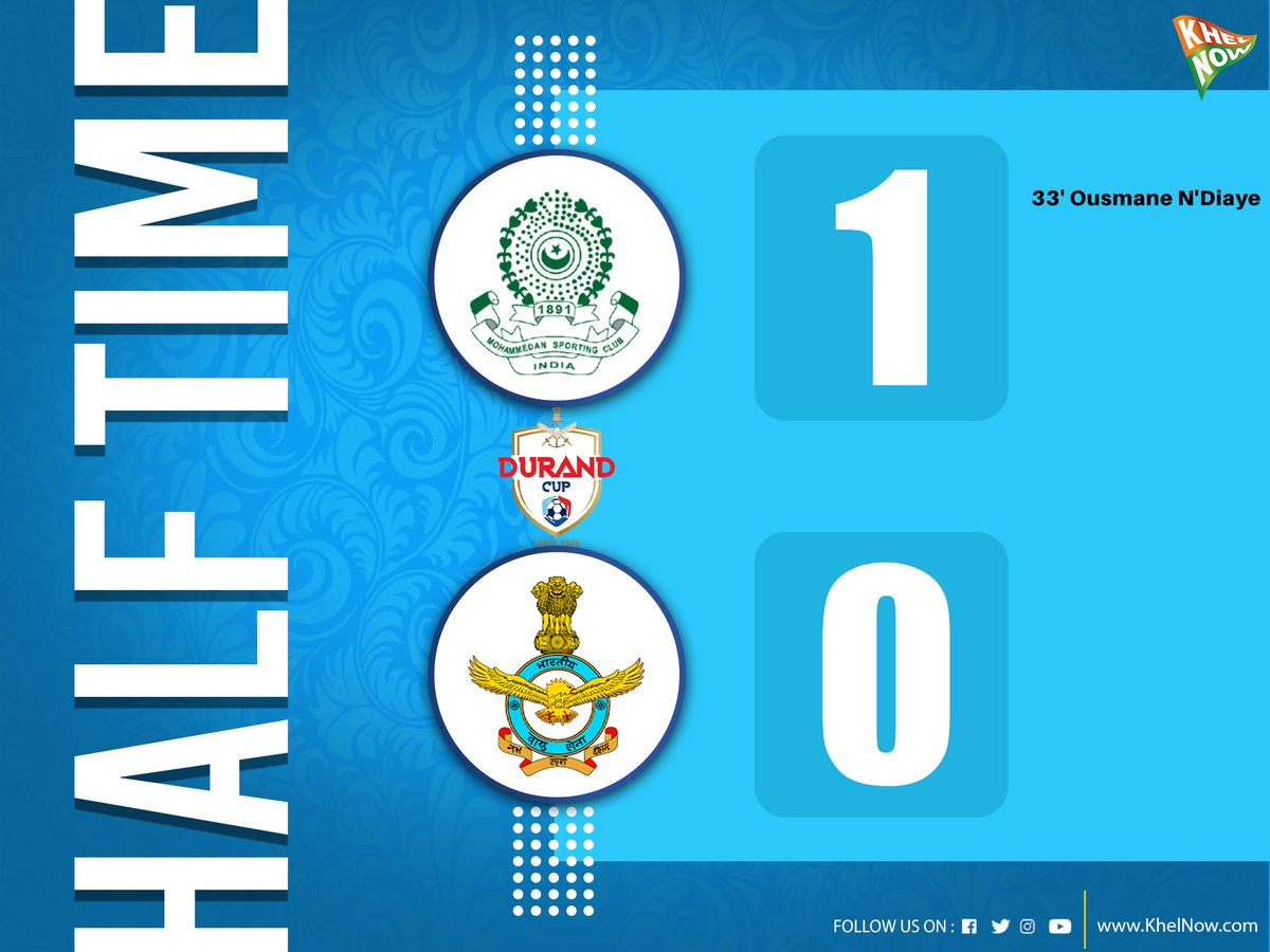 KhelNow's tweet photo. 📢𝗛𝗔𝗟𝗙-𝗧𝗜𝗠𝗘📢

@MohammedanSC continue their scoring streak and lead at the break thanks to a fine goal from Ousmane N'Diaye. ⚫️⚪️⚽️

💥 #MDS 1️⃣-0️⃣ #IAF 

#IndianFootball #DurandCup #DurandCup2022 #MDSIAF https://t.co/vLKcvbpV8z