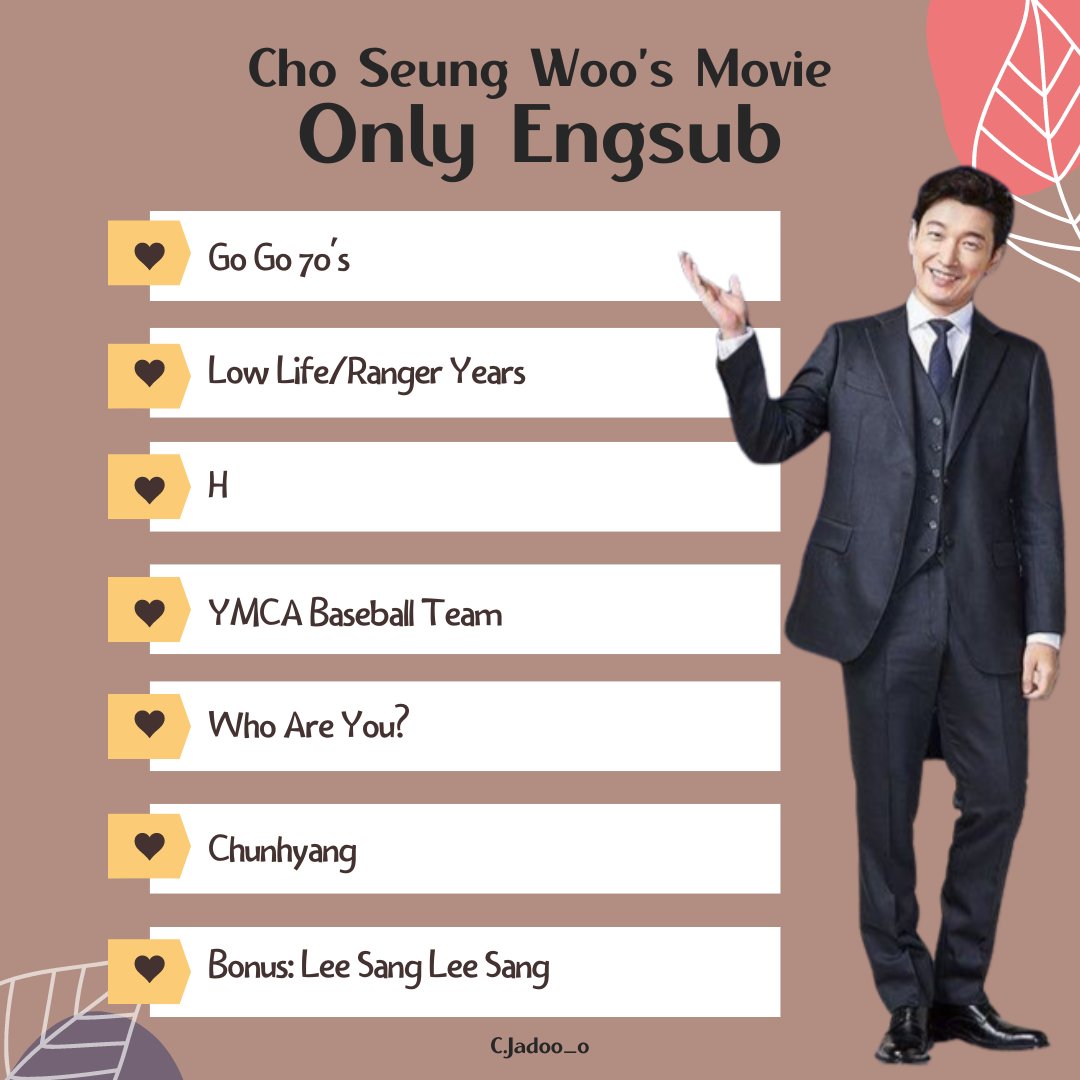 cjadoo_o's tweet photo. 29 File's Cho Seung Woo Movie FREE DOWNLOAD

1. Visit the link https://t.co/6V6EdbOMME
2. Select "csw movie"
3. Select "Engsub"
4. Download the movie you want, check if there is a subtitle file and download it too
5. Watch from MKV and enter srt subtitles

#조승우 #choseungwoo https://t.co/izJk1gRwDD