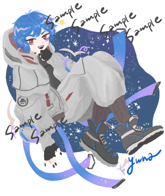 宇宙調査員Zer0様のグッズイラストを描かせていただきました  キャラデザも素晴らしくて描いててとても楽しかったです  ぜひチェックしてね〜  #有償依頼