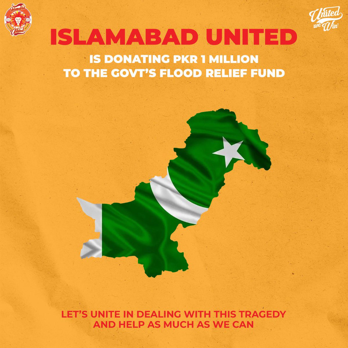 We urge our players, staff & everyone to help those affected by floods. Lets stay united during these tough times & help those in need. #FloodsInPakistan #UnitedWeStand