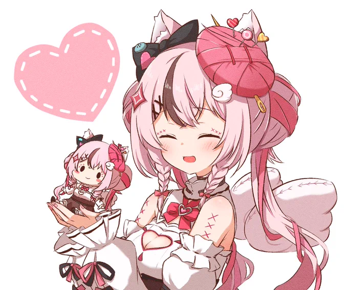 初配信リアタイしながら爆速で描いてたぬいのちゃん!仕事で投稿するタイミング逃してた〜思ってたよりぽやぽやなイメージでかわいかったー!#ぬいのお裁縫箱 