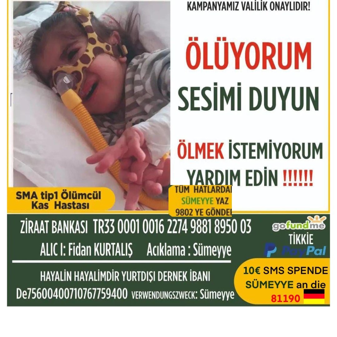 Parasızlık yüzünden Sümeyyemiz ölmesin. 26 aydır süren bir kampanyamiz var ve sadece yüzde 13 olabildik. Bizler duyarsız kaldığınız sürece bebeklerimiz maalesef hergün oluyor. Sizlerin desteği ile Sumeyyeyi yaşatmak istiyoruz ☺️. (Dekontları benimle paylaşmayı unutmayın)