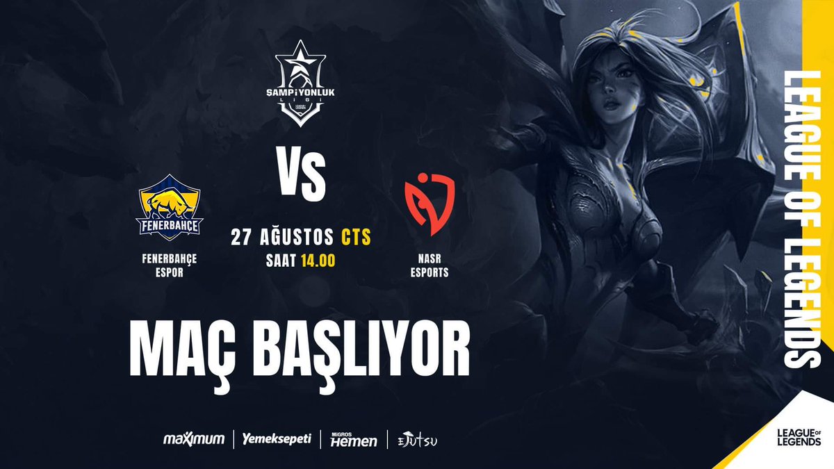 FBespor's tweet photo. SARI, LACİVERT! 💛💙
2022 Şampiyonluk Ligi Yaz Mevsimi Finalleri'nde NASR Esports ile karşılaşacağımız yarı final serisi az sonra başlıyor.
📺| https://t.co/f2BJEmZf7F
#HerZamanHerYerde #FBLOL https://t.co/oXydfkpopV