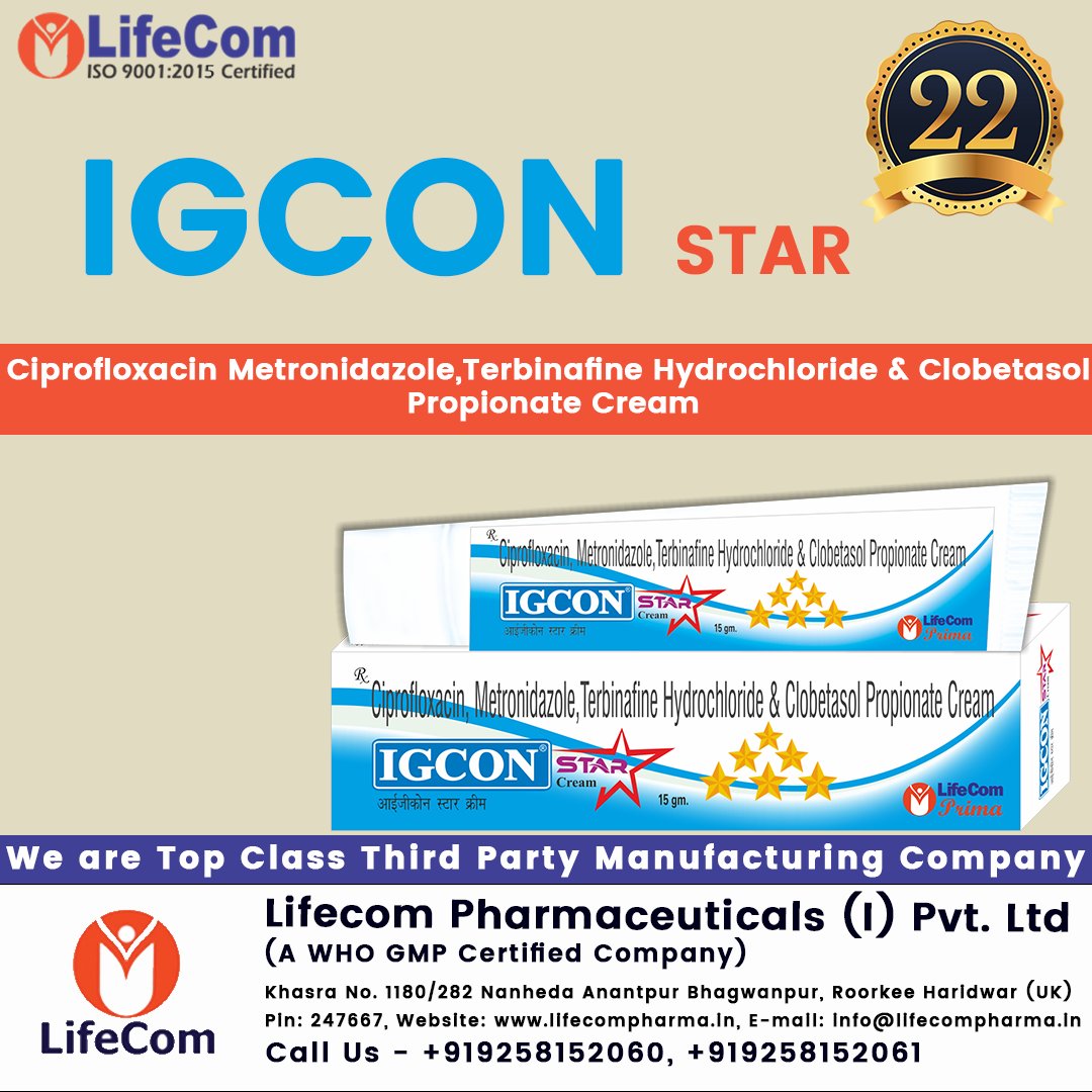 LifecomPharma's tweet photo. #Igconstarcream is a combination of medicines used to treat a broad variety of #skininfections caused by bacteria or fungi.
โ
Contact us to know more!
๐https://t.co/OzNHWMvLpd
๐8218780119
#ThirdPartyManufacturing #medicinemanufacturer #pharmamanufacturing #india #uttarakhand https://t.co/Sf9eaBpVJq