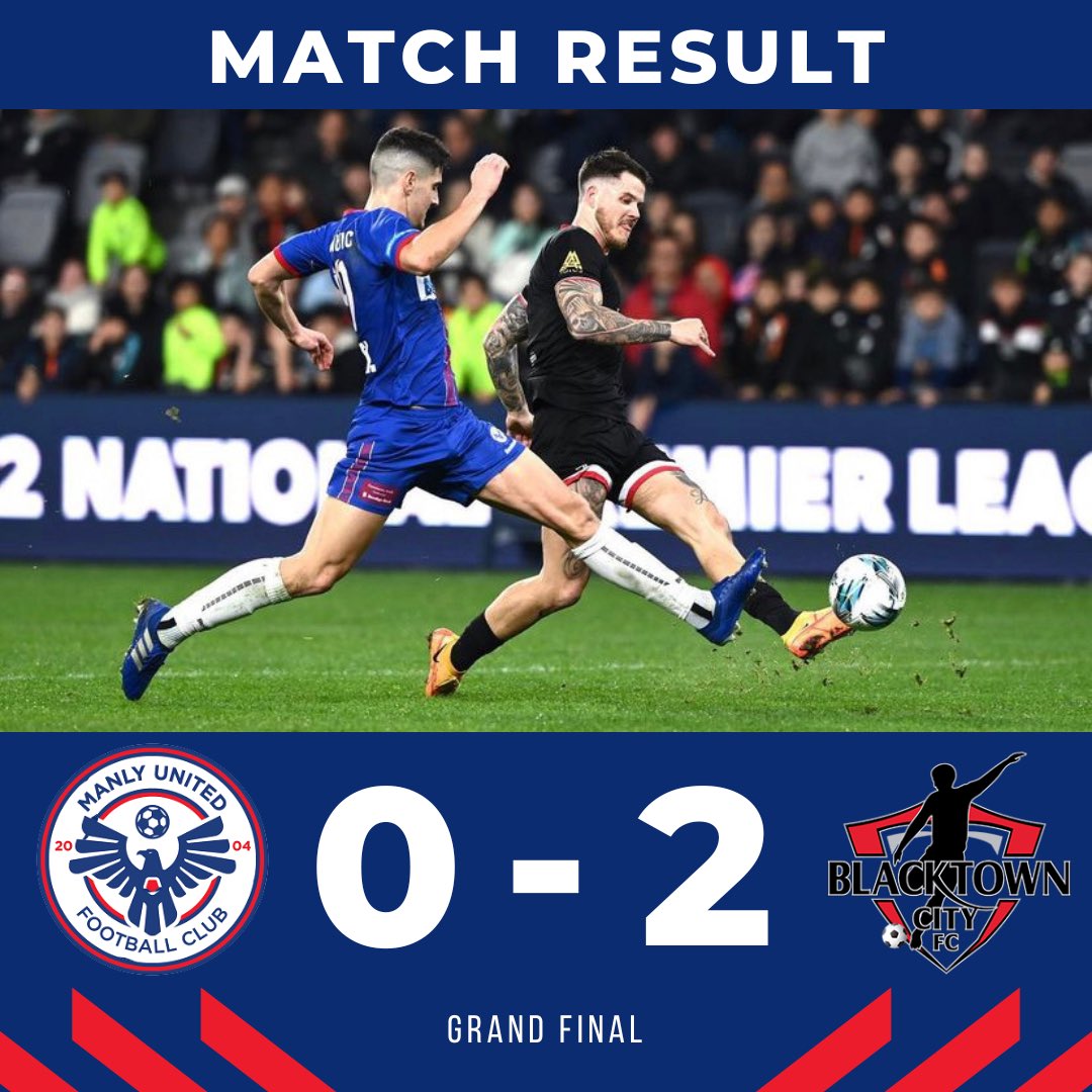 Not the result we wanted, but it has been an incredible 2022 season and one our first grade men should be very proud of. 

Congratulations to @blacktowncityfc and we look forward to coming back next year to do it all again, and do it one better!

#WeAreManly ⚽️🦅🔵🔴