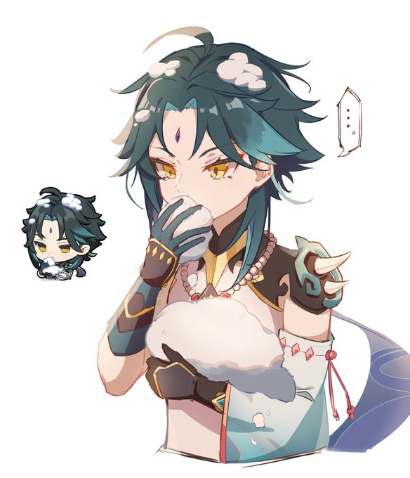 #リプきた原神のスタンプを自分の絵柄で描くもぐもぐ魈! 