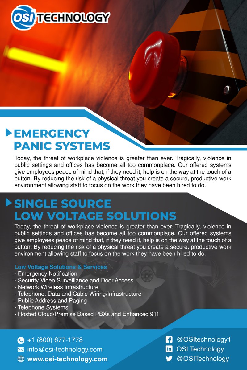 OSITechnology's tweet photo. Emergency panic systems should be an essential system for all your businesses! Learn how to get set up with OSI! 

#network #business #networking #networkmarketing #entrepreneur #panicsystems #unified  #it #osi #technology #cloudbased #secure #aruba #wireless #cellularbackup https://t.co/XXvjzD48Ir
