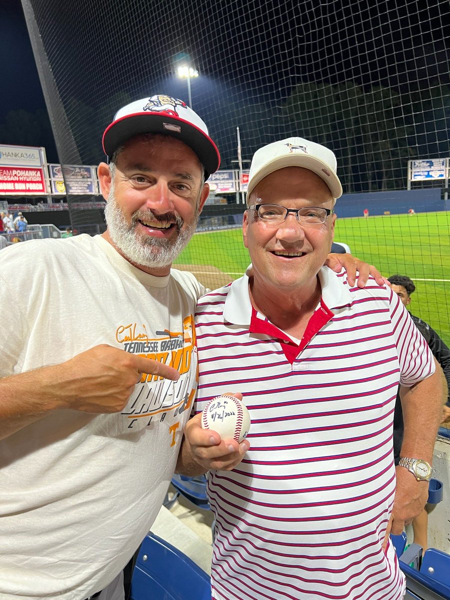 DomHighBaseball's tweet photo. Great to see #10 last night in Fredericksburg! What a game for him and the @FXBGNats! Claw hit his first pro home run, a grand slam to left on 🎆🎇 night! His dad even got to retrieve the baseball! Proud of you @cortland_lawson! #dombats #proHR 💪⚾ https://t.co/UsCANjGxYz