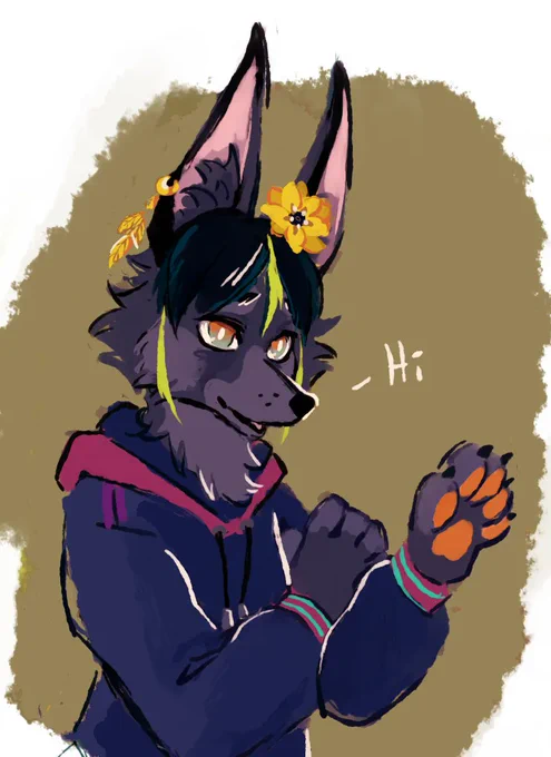 and yes tighnari is wearing crop hoodie in my art!! I WANNA SEE HIS TUMMY!!!!! Also this is his fursuit by my gf  