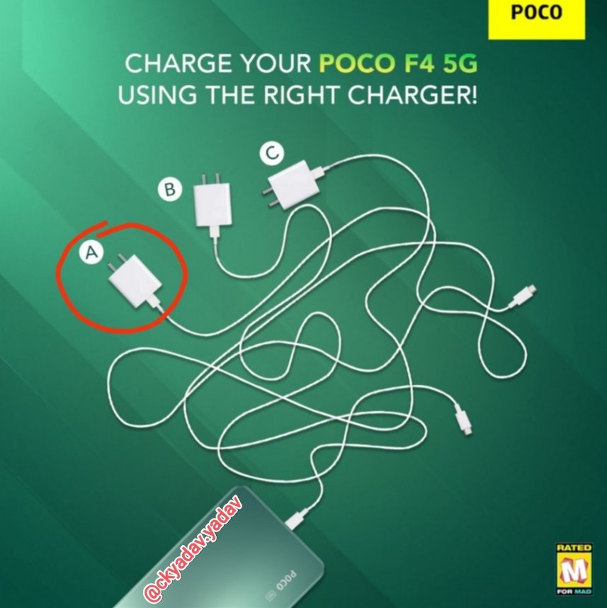 Ckyadav9312's tweet photo. *A* Charger is the correct one to charge my POCO F4 5G 👍.
#EverythingYouNeed #4YearsofPOCO
#POCOF45G
@Himanshu_POCO @IndiaPOCO
My #TeamTechie Join kro
@pandeyjikijai
@AnkitShukla1991
@toomuchshashi
@kundanyadav07
@akshaykrsa https://t.co/ZxDv2hFBs0